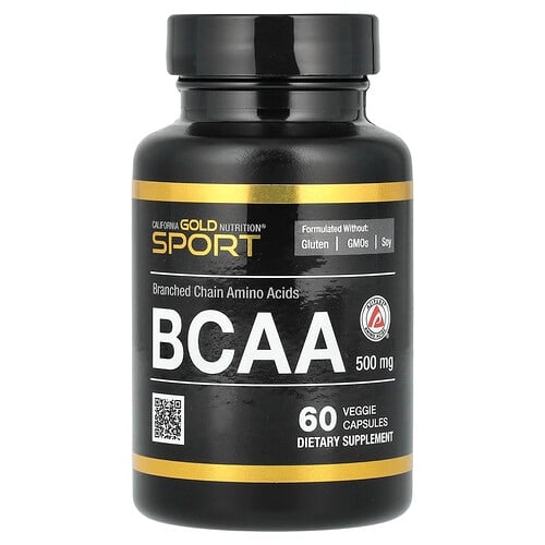 California Gold Nutrition Bcaa Ajipure Branched Chain Amino Acids 2 1 1 With L Leucine L Isoleucine And L Valine 500 Mg 60 Veggie Capsules product image