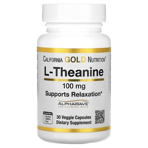 California Gold Nutrition L Theanine Featuring Alphawave 100 Mg 30 Veggie Capsules product image