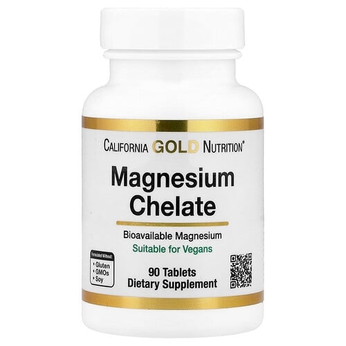 California Gold Nutrition Magnesium Chelate With Calcium 90 Tablets product image