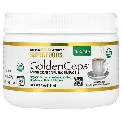 California Gold Nutrition Superfoods Goldenceps Organic Turmeric With Ashwagandha Cordyceps And Reishi 4 Oz 114 G product image