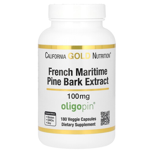 California Gold Nutrition French Maritime Pine Bark Extract Oligopin 100 Mg 180 Veggie Capsules product image