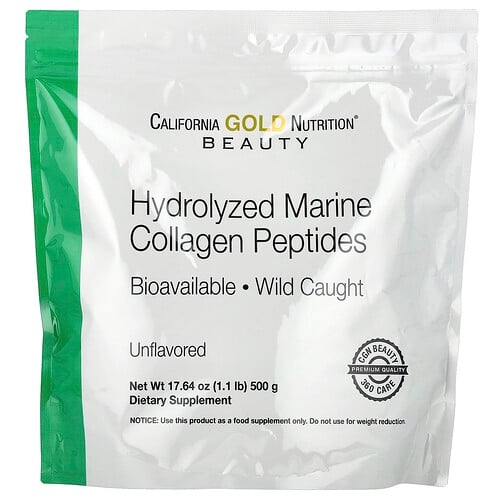 California Gold Nutrition Hydrolyzed Marine Collagen Peptides Unflavored 1 1 Lb 500 G product image