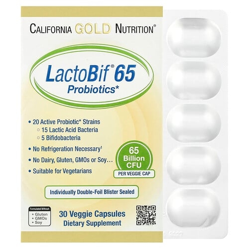 California Gold Nutrition Lactobif 65 Probiotics 30 Veggie Capsules product image