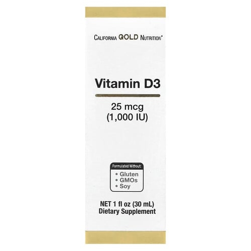 California Gold Nutrition Vitamin D3 25 Mcg 1 000 Iu 1 Fl Oz 30 Ml product image