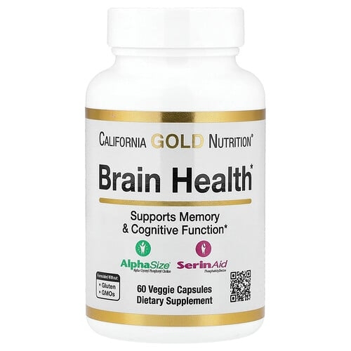California Gold Nutrition Brain Health With Alpha Glycerophosphorylcholine Calcium Phosphorus And Phosphatidylserine 60 Veggie Capsules product image