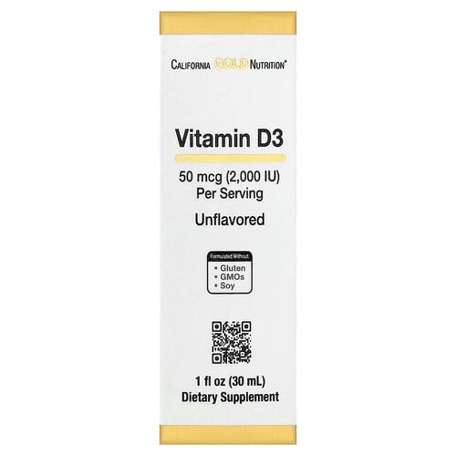 California Gold Nutrition Vitamin D3 Unflavored 50 Mcg 2 000 Iu 1 Fl Oz 30 Ml product image