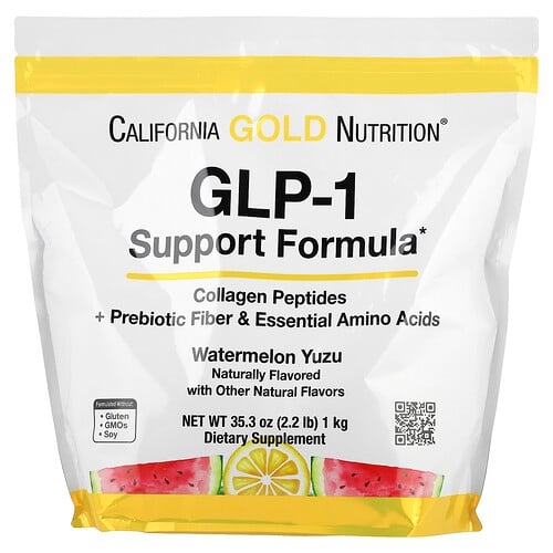 California Gold Nutrition Glp 1 Support Formula With Collagen Peptides Prebiotic Fiber Essential Amino Acids Watermelon Yuzu 2 2 Lb 1 Kg product image