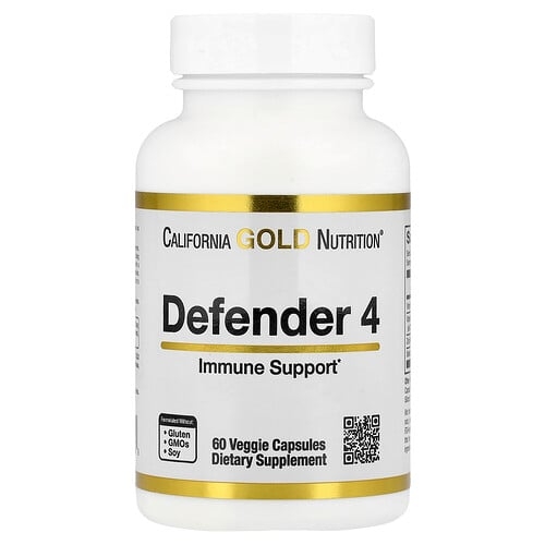 California Gold Nutrition Defender 4 With Vitamin C Vitamin D Zinc Selenium 60 Veggie Capsules product image