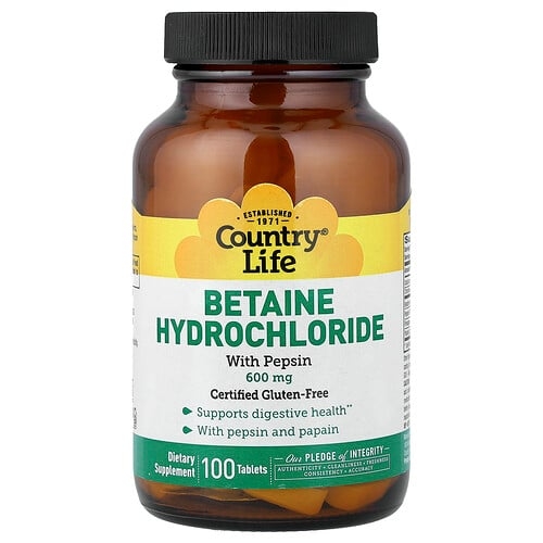 Country Life Betaine Hydrochloride With Pepsin 100 Tablets product image
