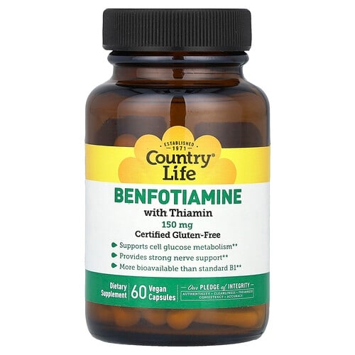 Country Life Benfotiamine With Thiamin 150 Mg 60 Vegan Capsules product image