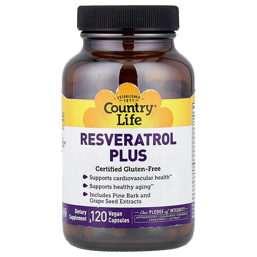 Country Life Resveratrol Plus 120 Vegan Capsules product image