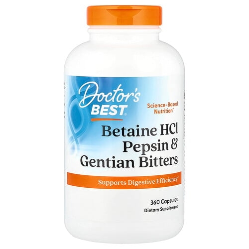 Doctor S Best Betaine Hcl Pepsin And Gentian Bitters 360 Capsules product image