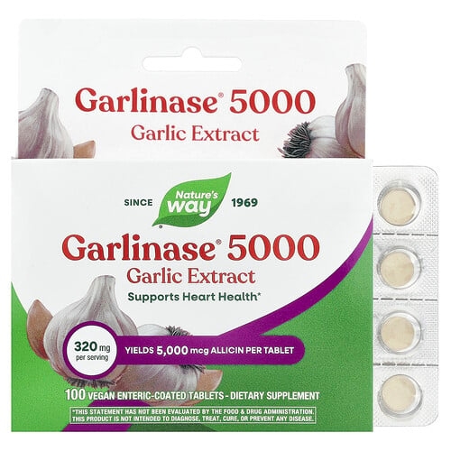 Nature S Way Garlinase 5000 Garlic Extract 320 Mg 100 Vegan Enteric Coated Tablets product image