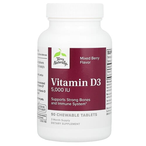 Terry Naturally Vitamin D3 Mixed Berry 5 000 Iu 90 Chewable Tablets product image