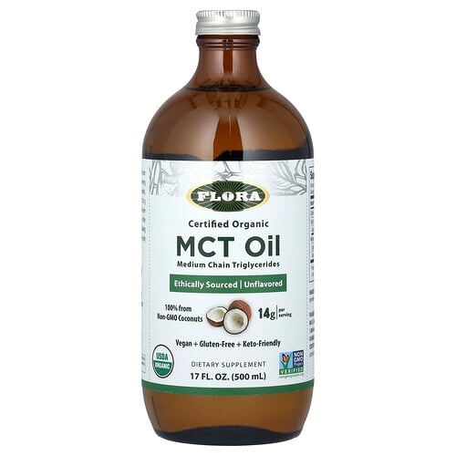 Flora Certified Organic Mct Oil Unflavored 14 G 17 Fl Oz 500 Ml product image