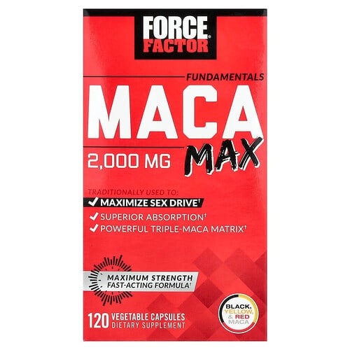 Force Factor Fundamentals Maca Max 2 000 Mg 120 Vegetable Capsules 500 Mg Per Capsule product image