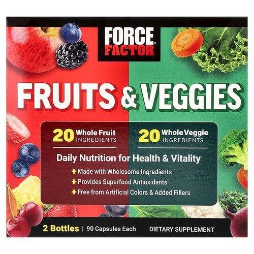 Force Factor Fruits And Veggies 2 Bottles 90 Capsules Each product image