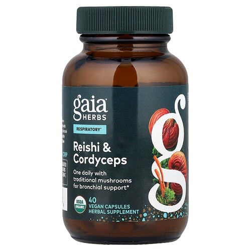 Gaia Herbs Respiratory Reishi Cordyceps 40 Vegan Capsules product image