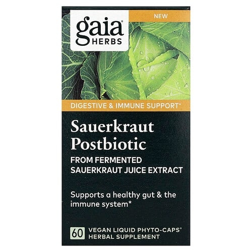 Gaia Herbs Sauerkraut Postbiotic 60 Vegan Liquid Phyto Caps 600 Mg Per Cap product image
