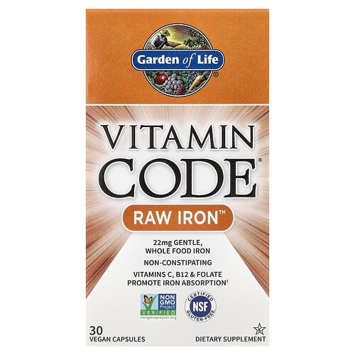 Garden Of Life Vitamin Code Raw Iron 30 Vegan Capsules product image