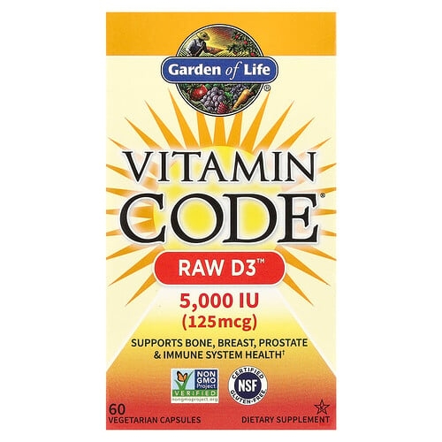Garden Of Life Vitamin Code Raw D3 125 Mcg 5 000 Iu 60 Vegetarian Capsules product image