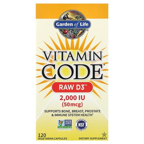 Garden Of Life Vitamin Code Raw D3 120 Vegetarian Capsules product image