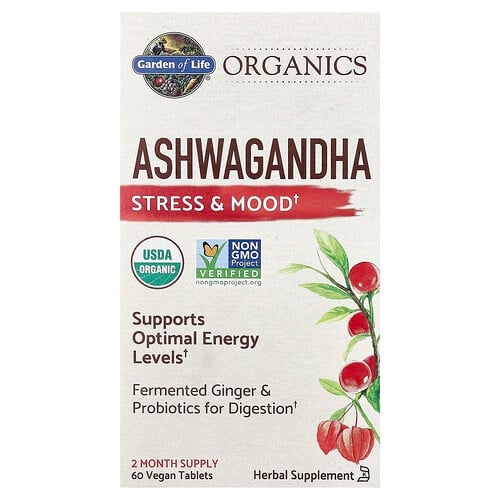 Garden Of Life Organics Ashwagandha 60 Vegan Tablets 600 Mg Per Tablet product image