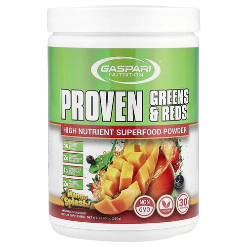 Gaspari Nutrition Proven Greens Reds Mango Splash 12 69 Oz 360 G product image