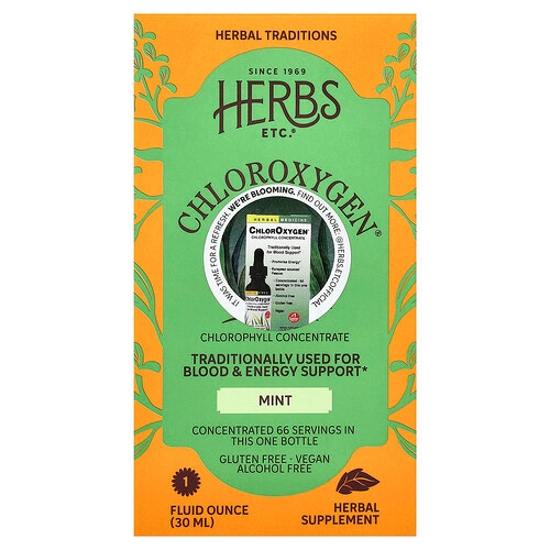 Herbs Etc Chloroxygen Chlorophyll Concentrate Alcohol Free Mint 1 Fl Oz 30 Ml product image