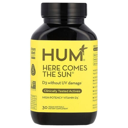 Hum Nutrition Here Comes The Sun High Potency Vitamin D3 30 Vegan Softgels 50 Mcg Per Softgel product image