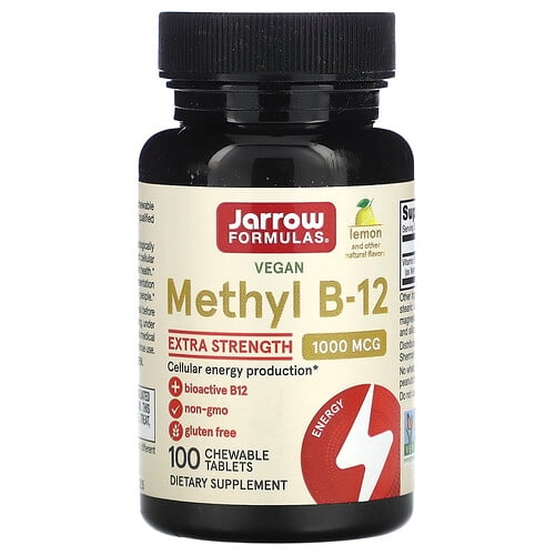 Jarrow Formulas Methyl B 12 Lemon 1 000 Mcg 100 Chewable Tablets product image
