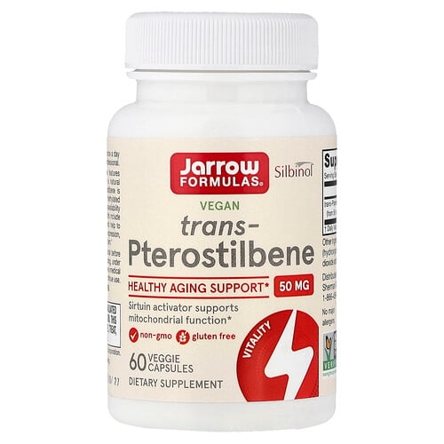 Jarrow Formulas Vegan Trans Pterostilbene 50 Mg 60 Veggie Capsules product image