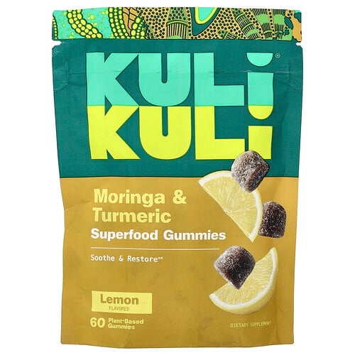 Kuli Kuli Superfood Gummies Moringa Turmeric Lemon 60 Plant Based Gummies product image