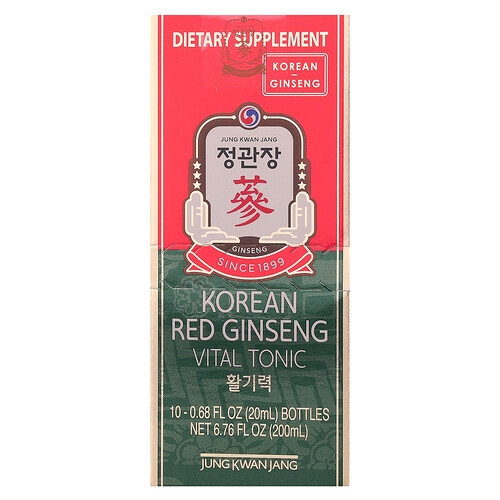 Jungkwanjang Korean Red Ginseng Vital Tonic 10 Bottles 0 68 Fl Oz 20 Ml Each product image