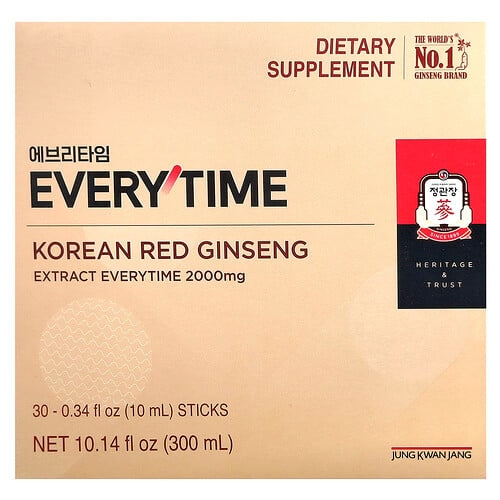 Jungkwanjang Korean Red Ginseng Extract Everytime 30 Sticks 0 34 Fl Oz 10 Ml Each product image