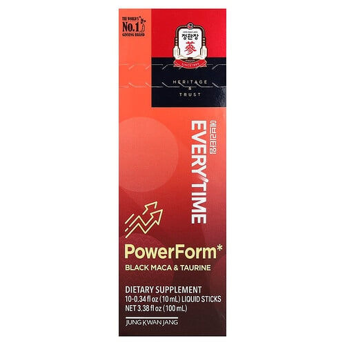 Jungkwanjang Everytime Powerform Black Maca Taurine 10 Liquid Sticks 0 34 Fl Oz 10 Ml Each product image