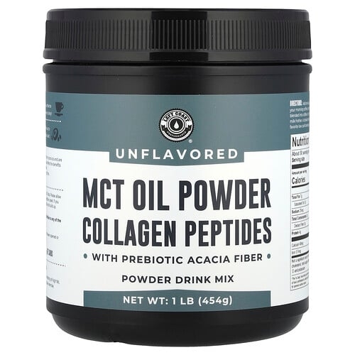 Left Coast Performance Mct Oil Powder Collagen Peptides With Prebiotic Acacia Fiber Unflavored 1 Lb 454 G product image