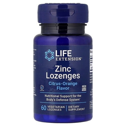 Life Extension Zinc Lozenges Citrus Orange 60 Vegetarian Lozenges 18 75 Mg Per Lozenge product image