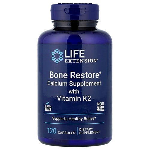 Life Extension Bone Restore Calcium Supplement With Vitamin K2 120 Capsules product image