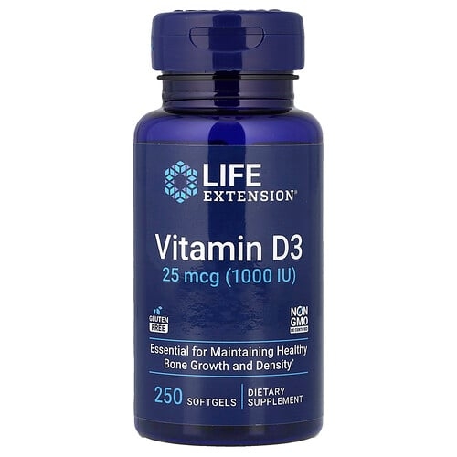 Life Extension Vitamin D3 25 Mcg 1 000 Iu 250 Softgels product image