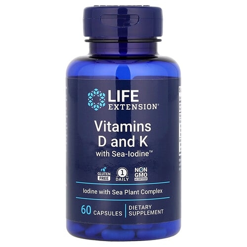 Life Extension Vitamins D And K With Sea Iodine 60 Capsules product image
