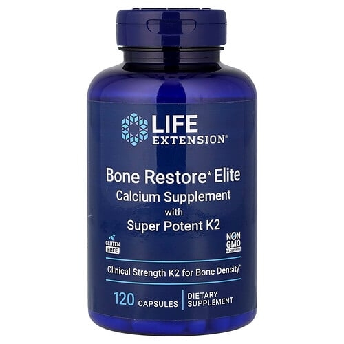 Life Extension Bone Restore Elite Calcium Supplement With Super Potent K2 120 Capsules product image