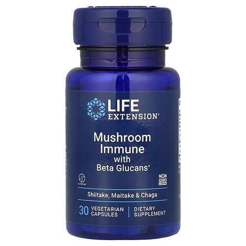 Life Extension Mushroom Immune With Beta Glucans 30 Vegetarian Capsules product image