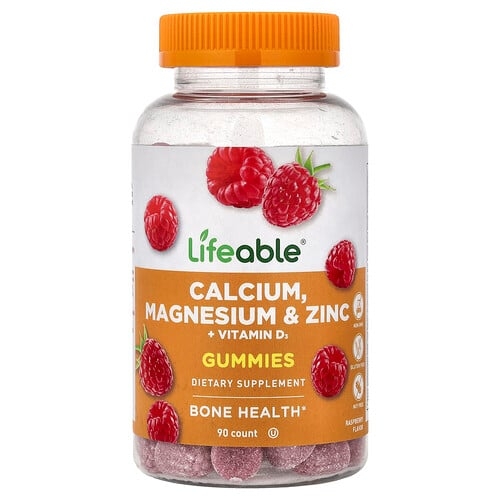 Lifeable Calcium Magnesium Zinc Vitamin D3 Gummies Raspberry 90 Gummies product image