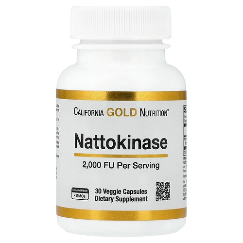 California Gold Nutrition Nattokinase Proteolytic Enzyme 2 000 Fus 30 Veggie Capsules product image