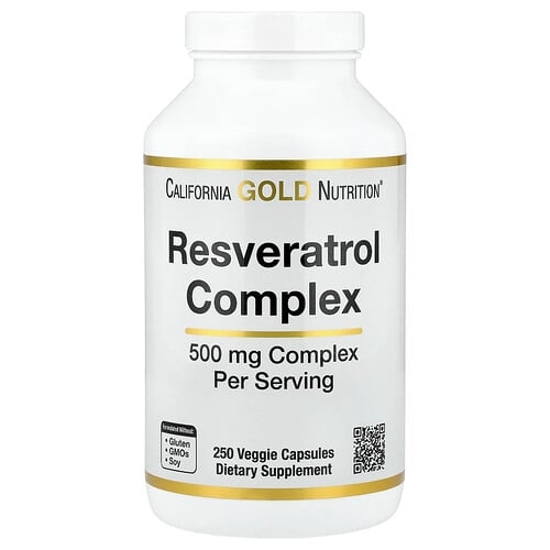 California Gold Nutrition Resveratrol Complex With Grape Seed Extract Red Wine Extract And Trans Resveratrol 250 Veggie Capsules product image