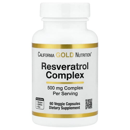 California Gold Nutrition Resveratrol Complex With Grape Seed Extract Red Wine Extract And Trans Resveratrol 60 Veggie Capsules product image