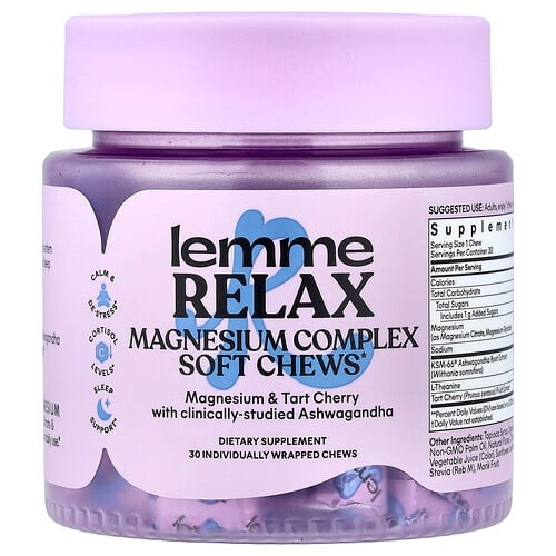 Lemme Relax Magnesium Complex Soft Chews Blackberry Lemonade 30 Individually Wrapped Chews product image