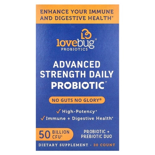 Lovebug Probiotics Advanced Strength Daily Probiotic 50 Billion Cfu 30 Capsules product image
