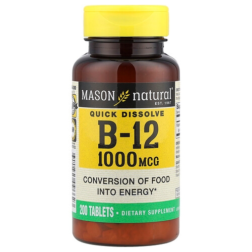 Mason Natural Quick Dissolve Vitamin B 12 1 000 Mcg 200 Tablets product image
